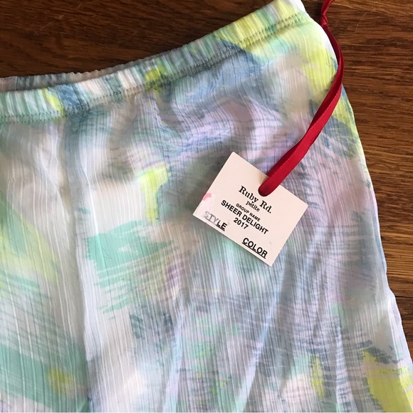SOLD NWT Ruby Road flowy skirt M petite pastel watercolor - Picture 3 of 5
